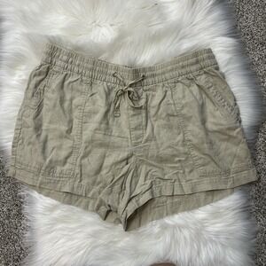 GAP Women's Off White Linen Blend Drawstring Shorts Size L Casual Summer